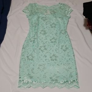 Mint lace mini dress